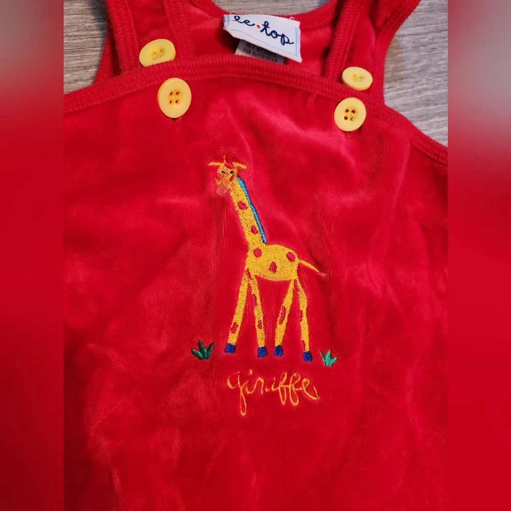 Vintage Velour Children's Giraffe Jumper Overalls 3 Months